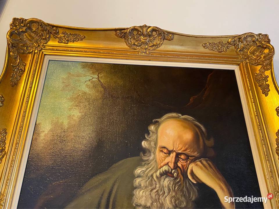 Portret Żyda na płótnie stara rzeźbiona Bystrzyca Kłodzka