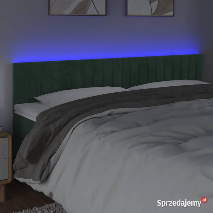 Zagłówek do łóżka z LED ciemnozielony 180x5x7888 Warszawa