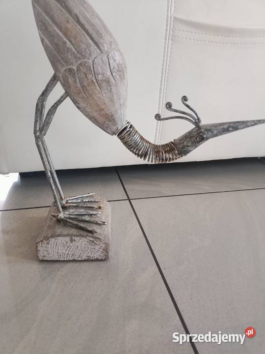 Dekoracja ogrodu ptak żuraw drewno metal Zamość sprzedam