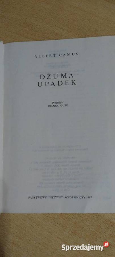 Dzuma Upadek Albert Camus Dzuma Upadek Albert lubelskie