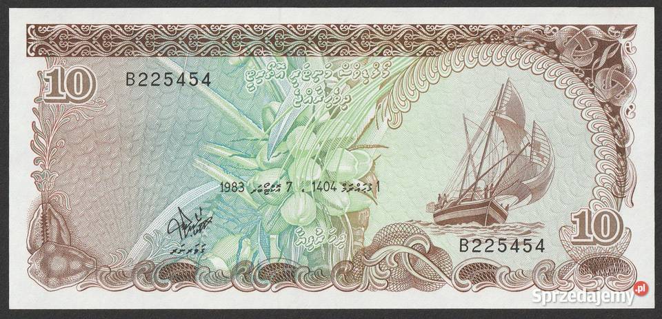 Malediwy 10 rufiyaa 1983 stan bankowy UNC Andrespol