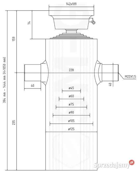 SIŁOWNIK HYDRAULICZNY WYWROTU PRZYCZEPY ST5 1050 Hydraulika Solec Kujawski