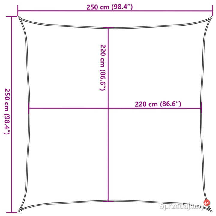 Żagiel przeciwsłoneczny jasnoszary 25x25 m 100 Warszawa