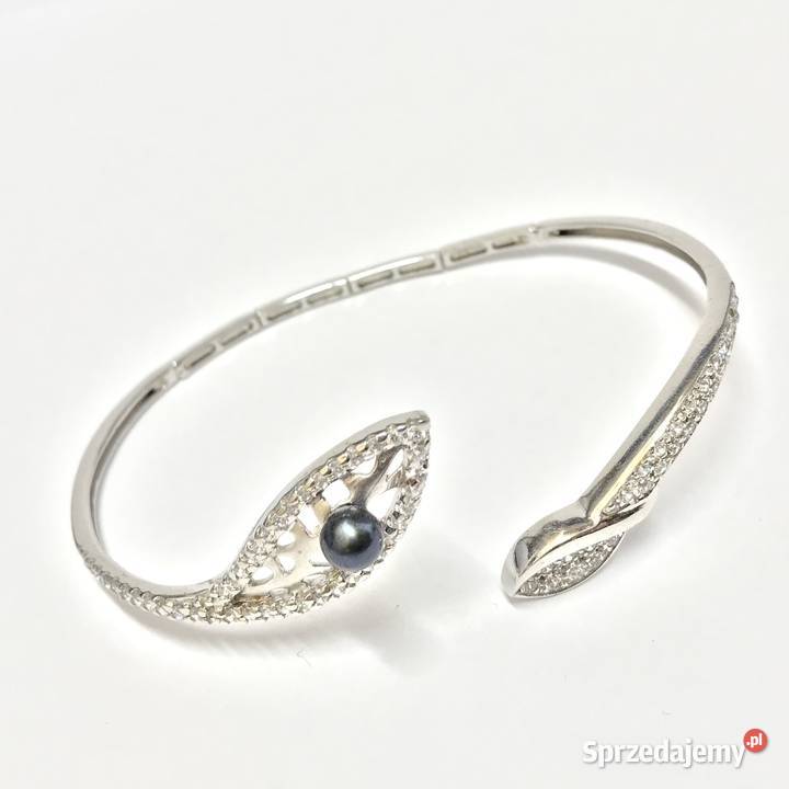 Złota BRANSOLETKA BIAŁE złoto i CZARNE perły Warszawa sprzedam