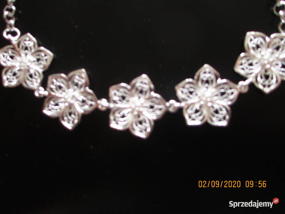 komplet motyw kwiatowy silver sterling 925 Warszawa