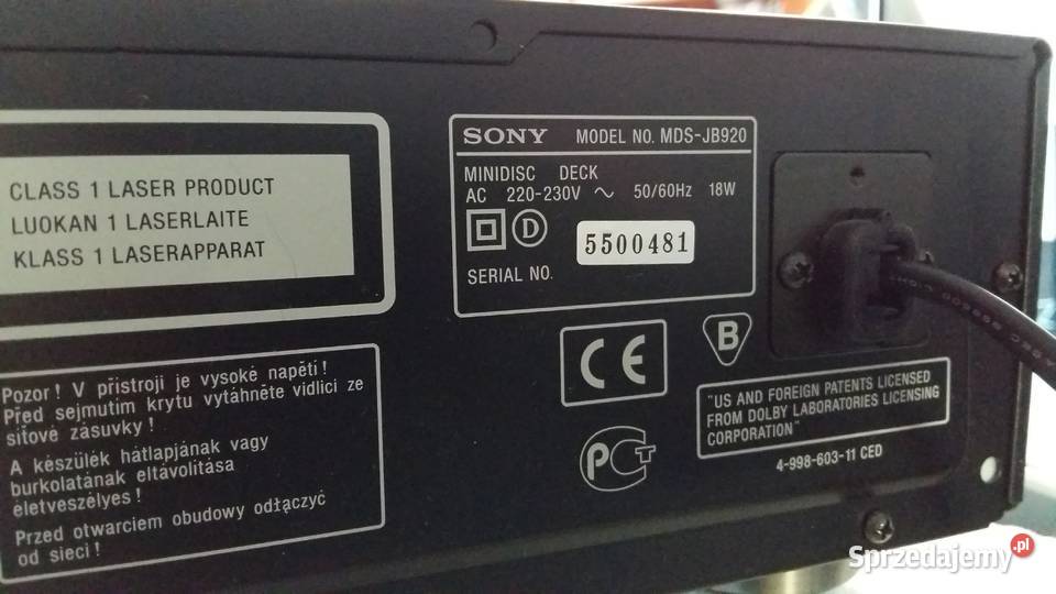 Nagrywarka Minidisc Sony MDSJB920 QS Odtwarzacze CD i MD Warszawa