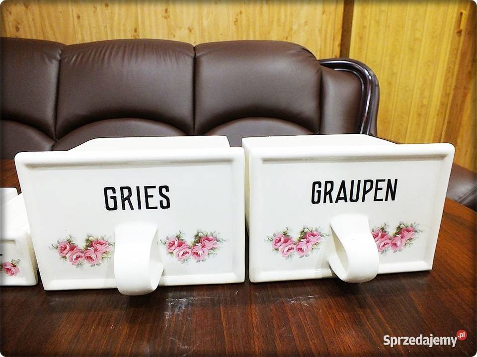 Zestaw Stare pojemniki kuchenne porcelana Porcelana i szkło lubuskie Żary