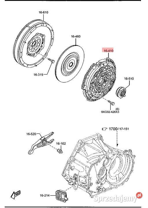 SPRZĘGŁO TARCZA DOCISK KOŁO 22 D MAZDA CX5 CX5