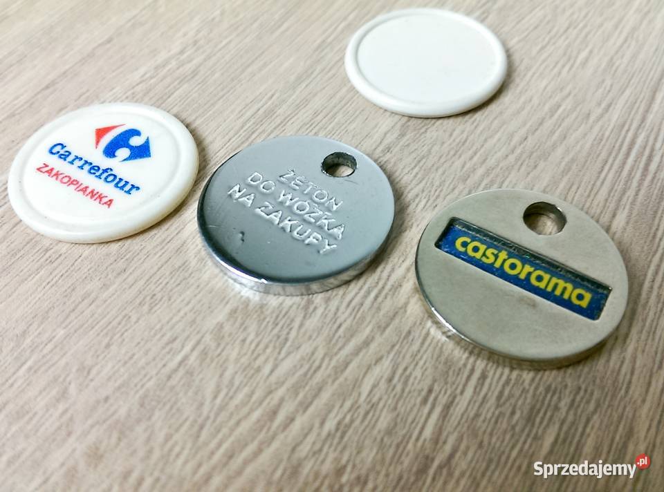 Żetony do wózków sklepowych Castorama Carrefour