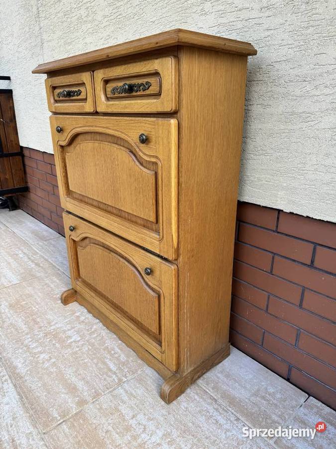 Szafka na buty dębowa wąska stylowa komoda Sulbiny