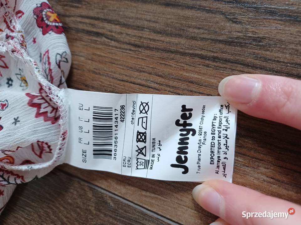 Bluzka Jennyfer 40L nowa biały bordowy mgiełka Kwiatki sprzedam