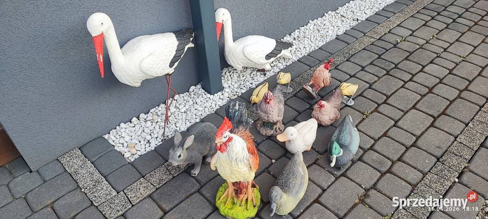 Zestaw zwierząt ogrodowych figurki bocian królik Siewierz