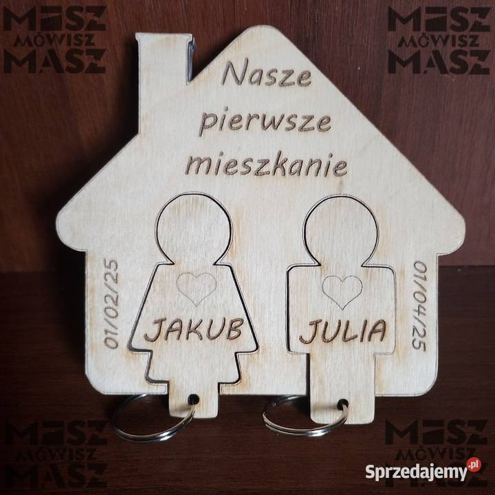 Domek na klucze parapetówka para breloki Rękodzieło Racot