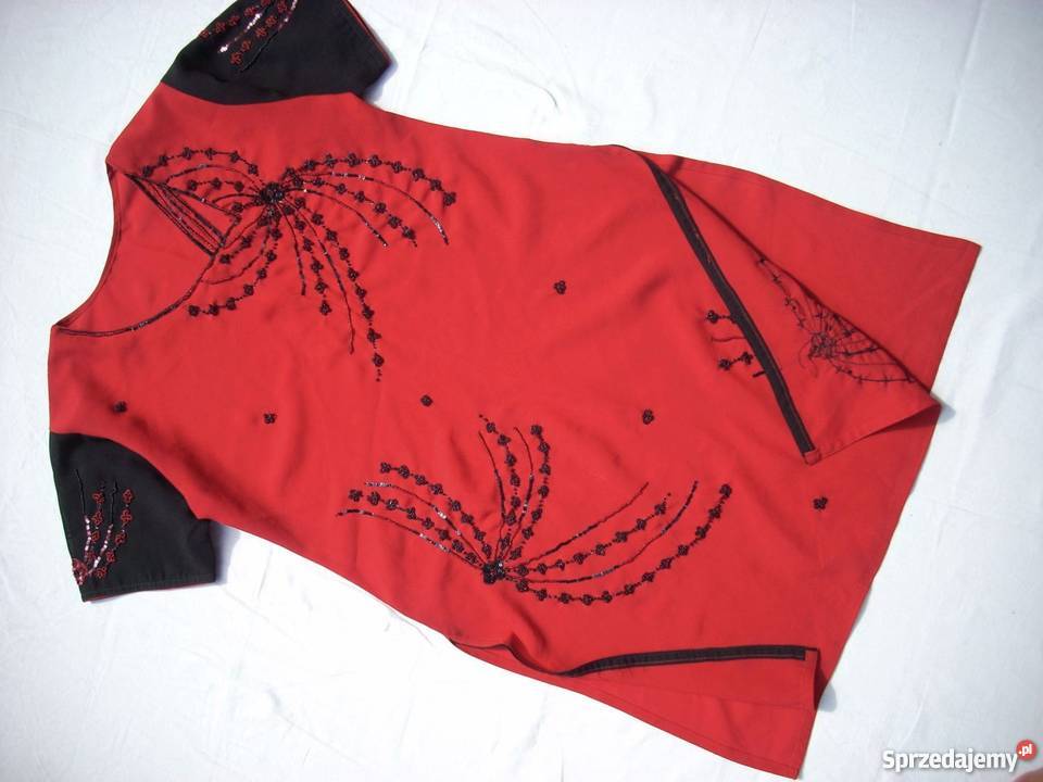 Tunika Sukienka Rozcięcia KORALIKI Cekiny 38 40 czarny Nowy Sącz