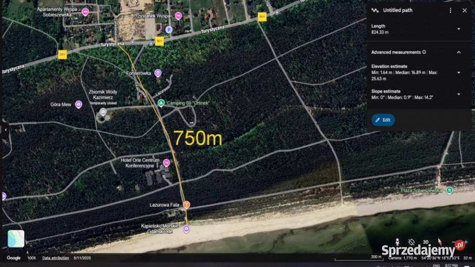 Duża działka budowlana morzem w Gdańsku pełne 1536m2