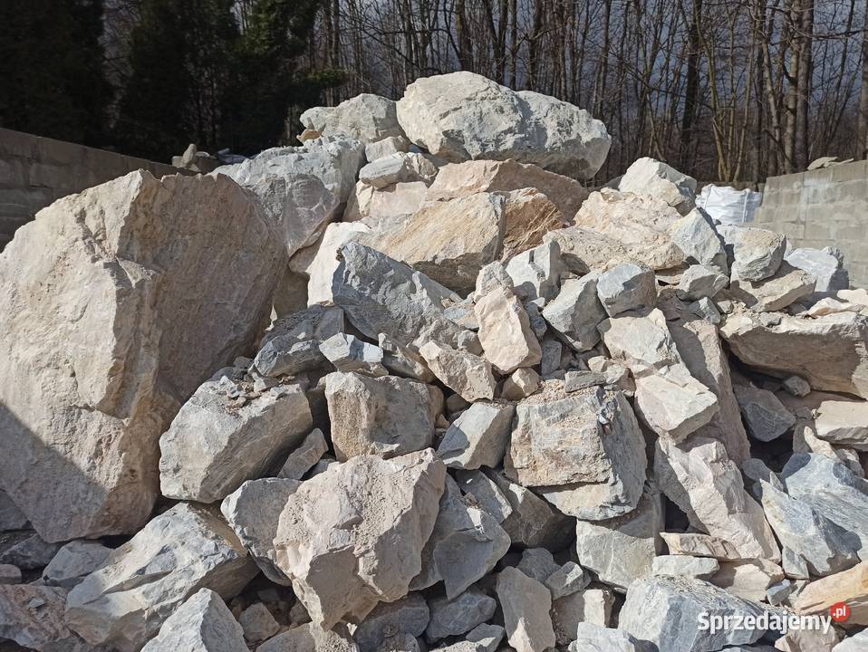 Głaz Kremowy duzy kamień biały jasna skała bryła małopolskie Oświęcim