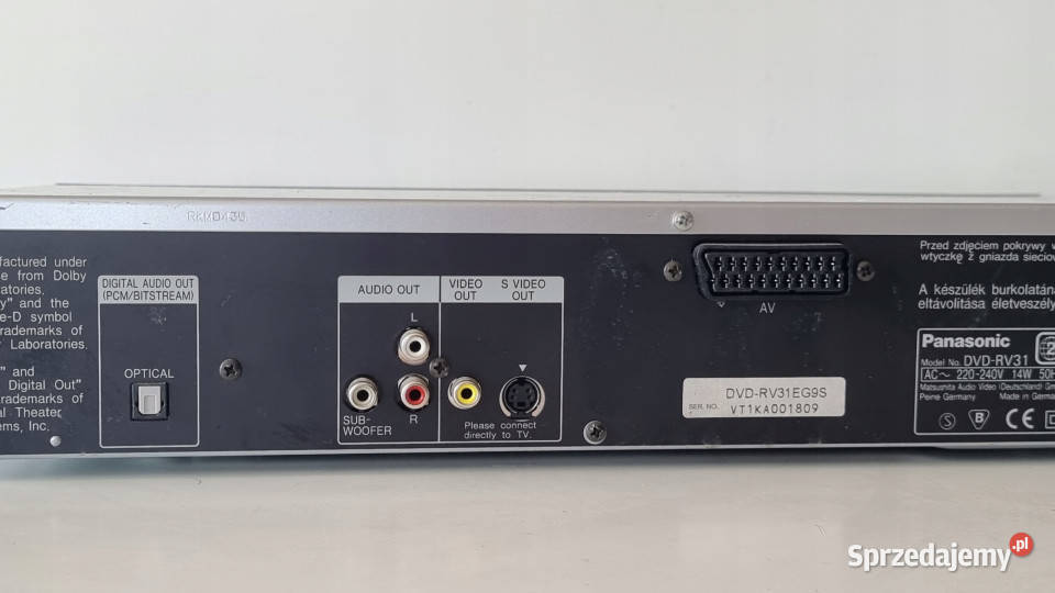 Panasonic CD DVD odtwarzacz DVDRV31 rv 31 wielkopolskie Międzychód