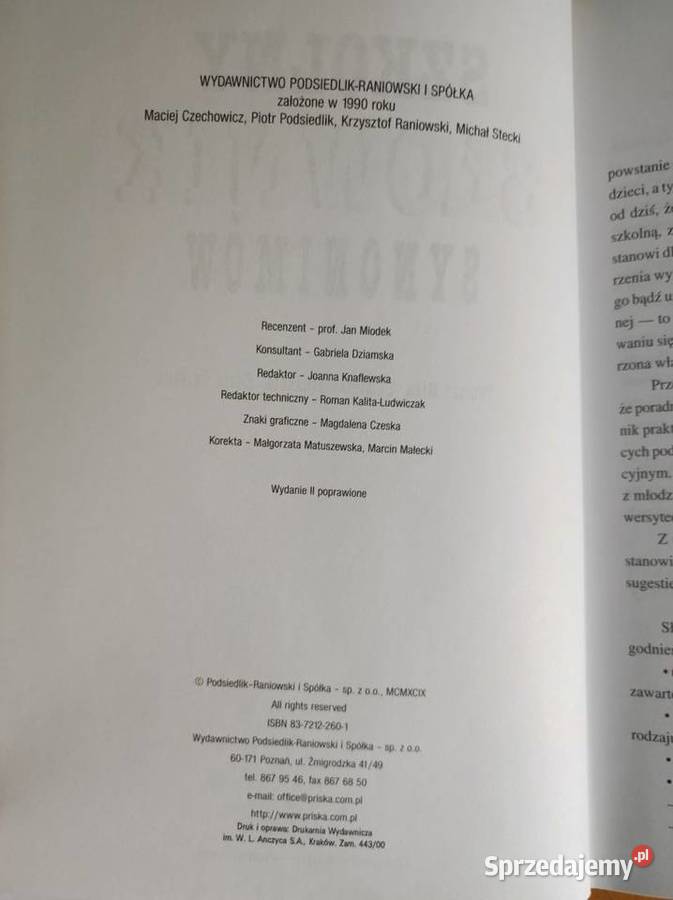 Szkolny słownik synonimów Mika Tomasz książka Rok wydania 2000 Kielce