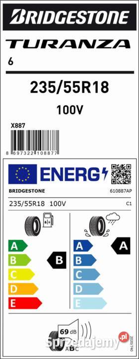 Komplet 4 x opona BRIDGESTONE TURANZA 23555r18 pomorskie Gdańsk