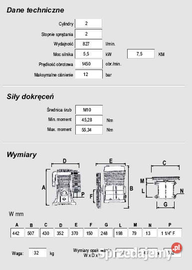 Pompa sprężarkowa B6000B olej Kupczyk kompresor Warka