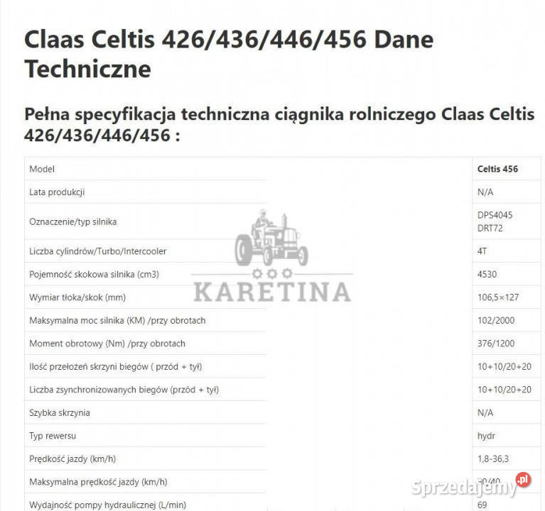 Claas Celtis 456 CZĘŚCI MECHANICZNE Jastrzębniki sprzedam