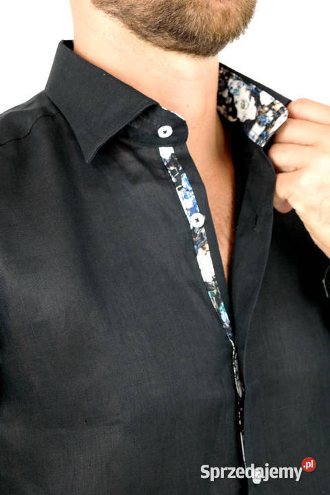 GIOVANNI PERA Koszula Męska GPL9 Czarna LEN