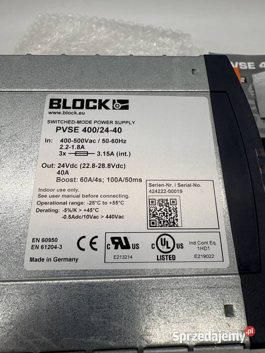 Block PVSE 4002440 Zasilacz na szyne DIN Warszawa sprzedam
