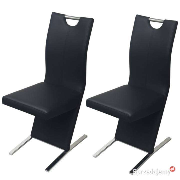 vidaXL Krzesła stołowe, 2 szt., czarne, sztuczna (242760)