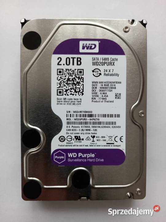 Dysk WD Purple 2TB SATA do monitoringu SATA Tomaszów Lubelski