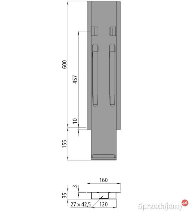 Słupek K20 środkowy do burty 600 mm bez Kinnetop Pozostałe sprzedam