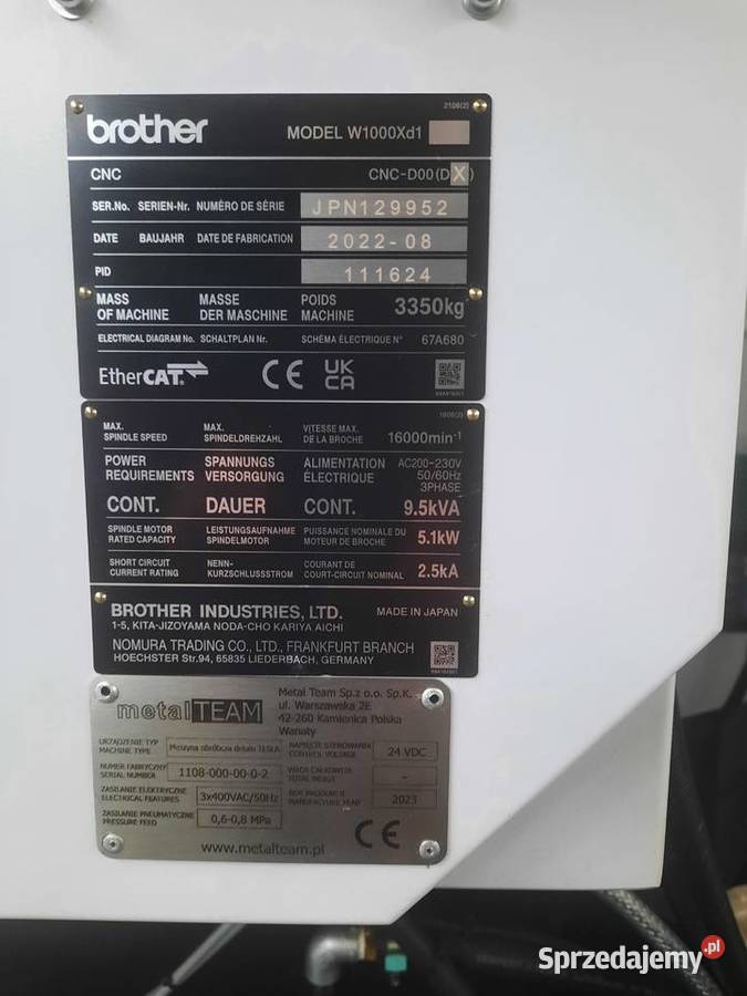 Pionowe centrum obróbcze Brother SPEEDIO Strzelce Krajeńskie
