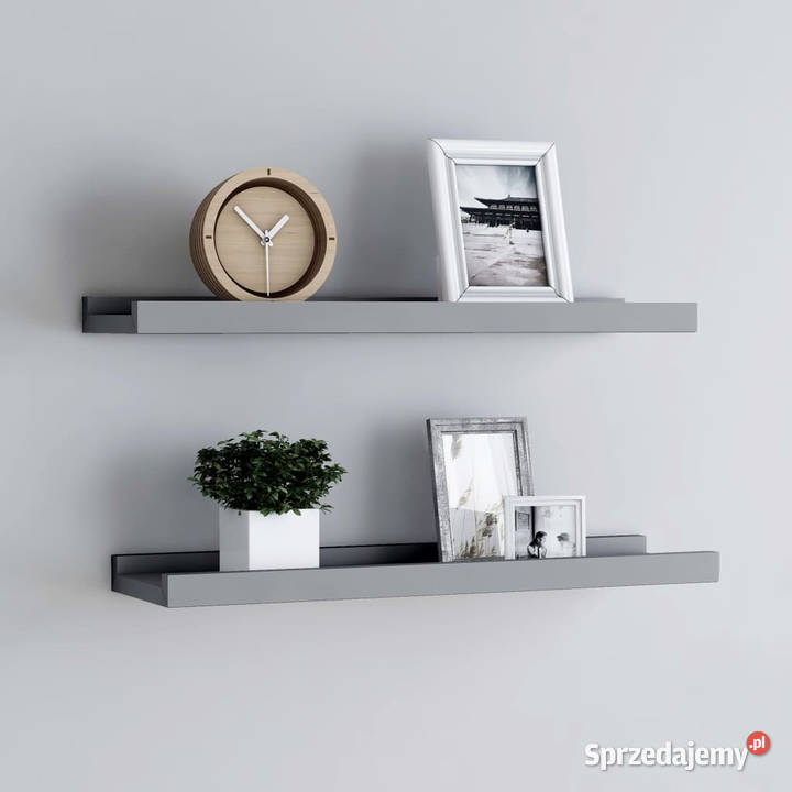 Półki ścienne na zdjęcia 2 szare 40x9x3 MDF
