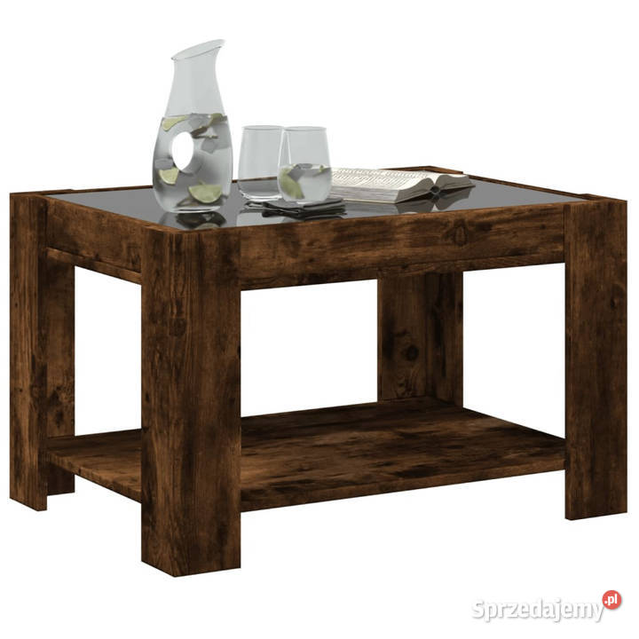 Stolik kawowy z LED opalany dąb 73x53x45 Warszawa sprzedam
