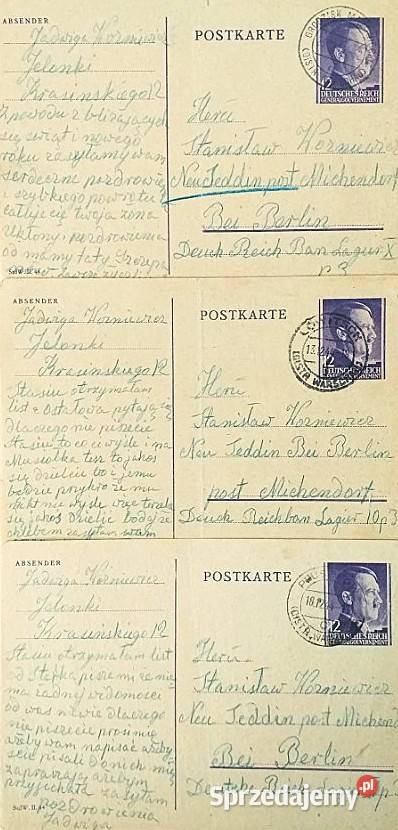 1944 Komplet 4 kart Obóz pracy Reichsbahn Berlin Człuchów