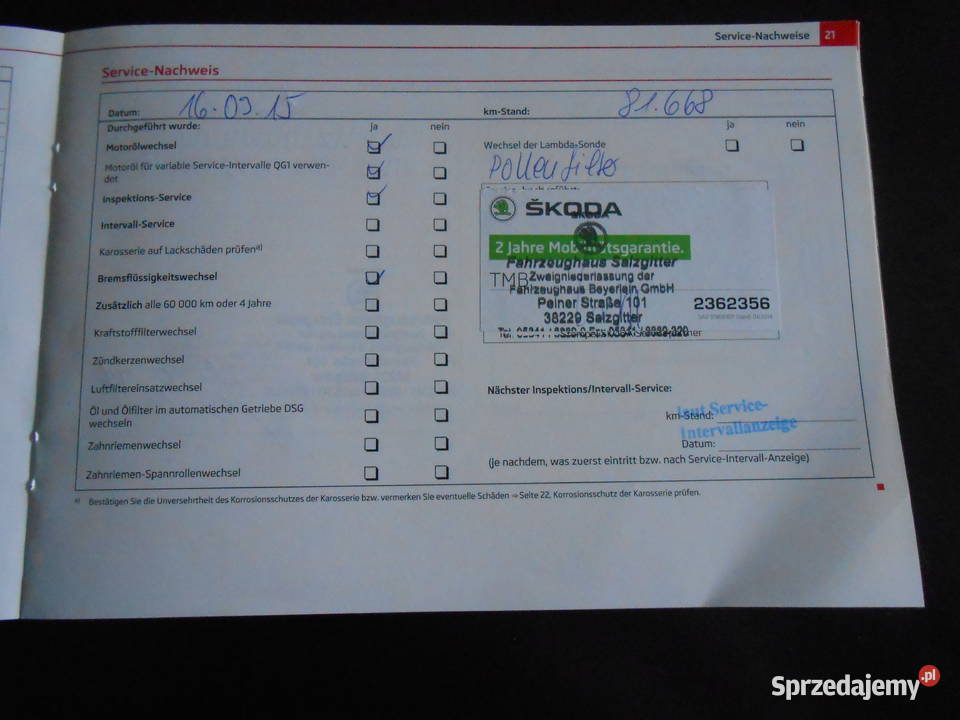 SKODA OCTAVIA II 2009r LIFT 16 MPi 102 SERWIS kurtyny powietrzne Witkowo sprzedam