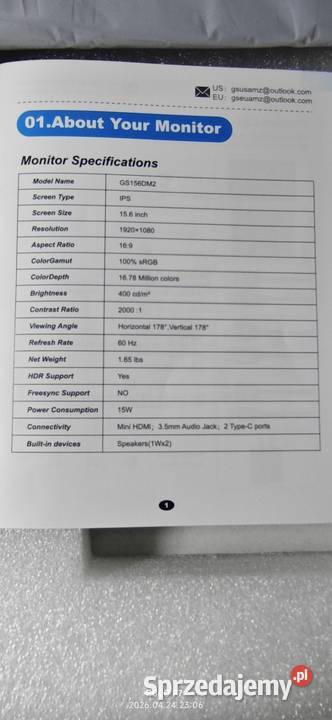 Przenośny monitor 156 Coolhood ips Monitory i projektory Sosnowiec