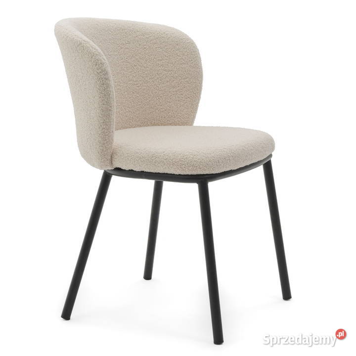 Krzesło Tapicerowane Bari Jasnobeżowe Boucle Krzesła Tarchały Małe