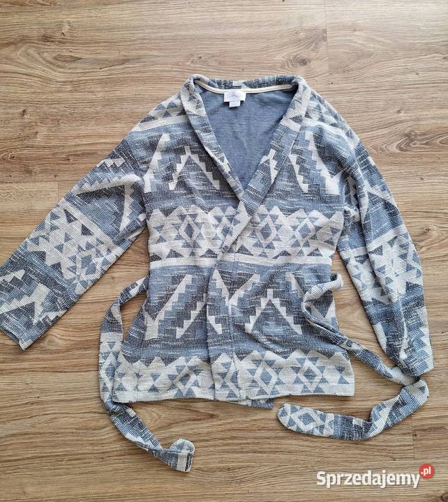 Błękitne kimono trencz w etniczne wzory 40 Kraków sprzedam