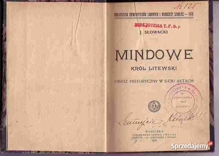 4145 MINDOWE KRÓL LITEWSKI OBRAZ HISTORYCZNY W 5 Czyrna