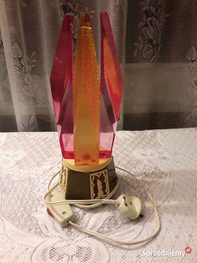 Lampka nocna kryształy lampa stołowa brązowa PRL Piotrków Trybunalski sprzedam