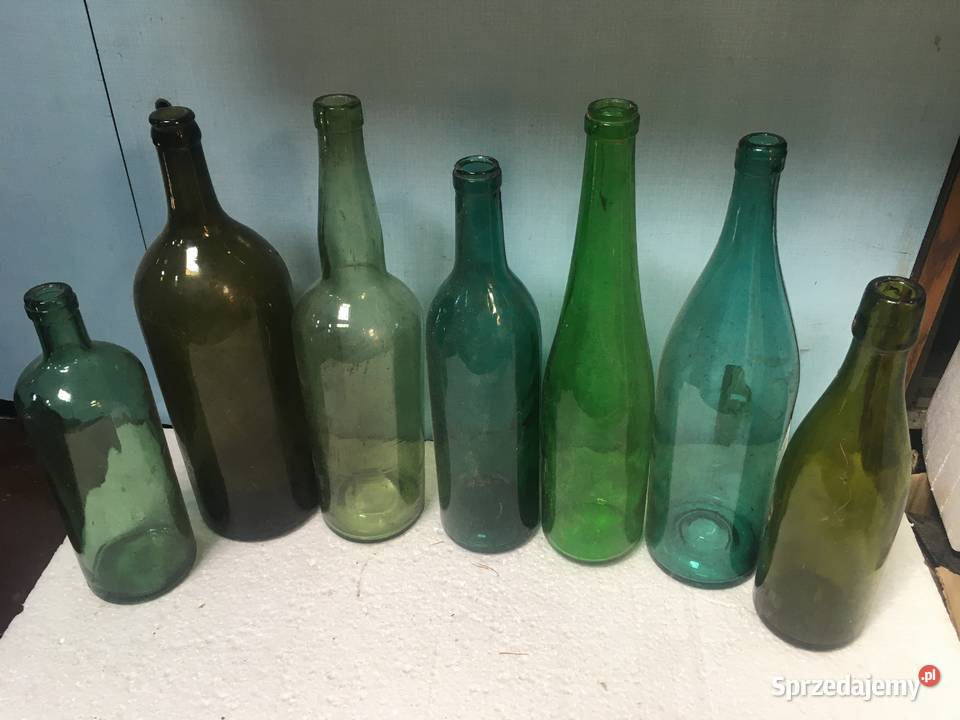 Stare kolorowe szkło,butelki z porcelanowym korkiem