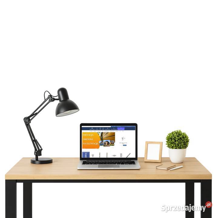 Biurko z Drewna Dębowego Stalowy Stelaż