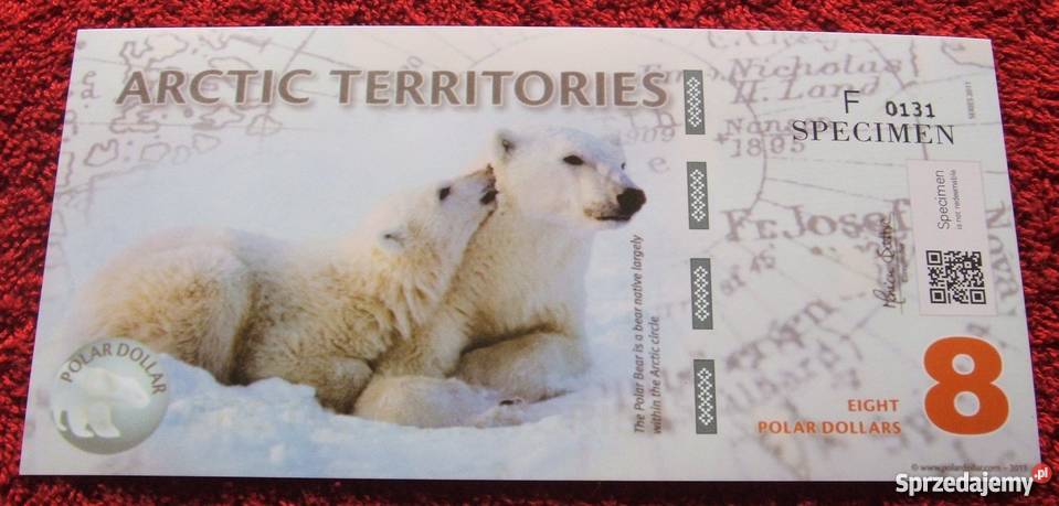 Banknot 8 DOLLARS NIEDŹWIEDZIE Polimerowy UNC śląskie Katowice