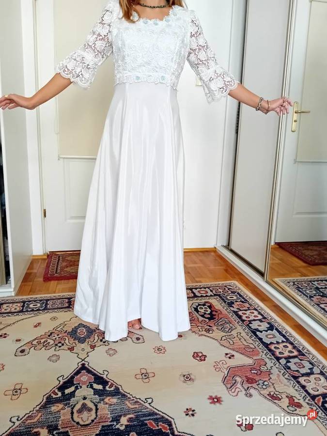 suknia ślubna elegancka z gipiurą 44 Warszawa