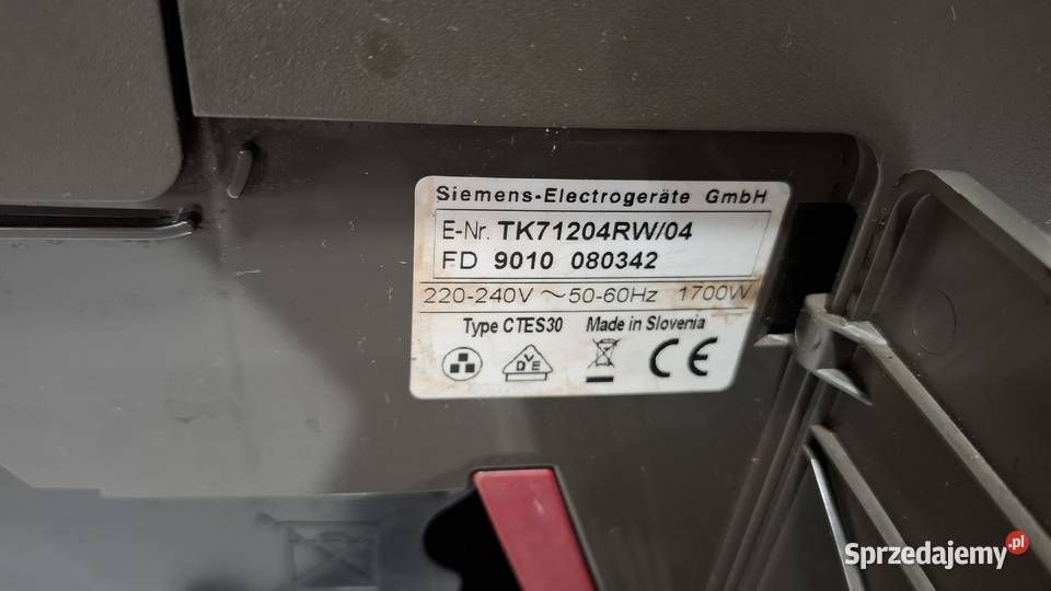 Ekspres do kawy Simens CTES30 TK71204RW04 Czeladź