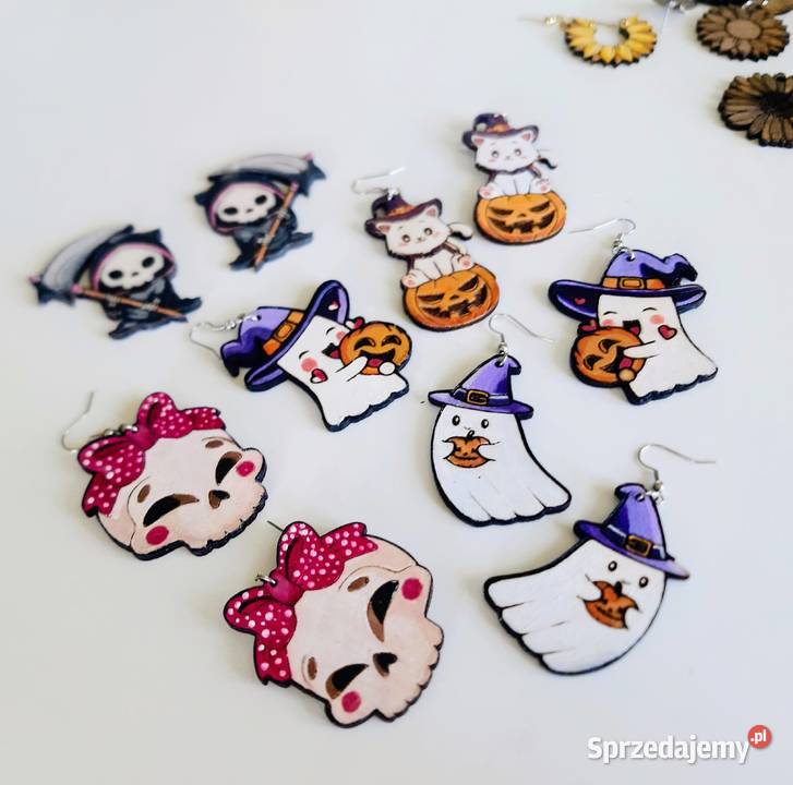 Figlarne duszki Kolczyki drewniane na Halloween Oświęcim