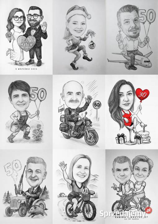 Karykatura Rysowana Ołówkiem śmieszny prezent ze Warszawa