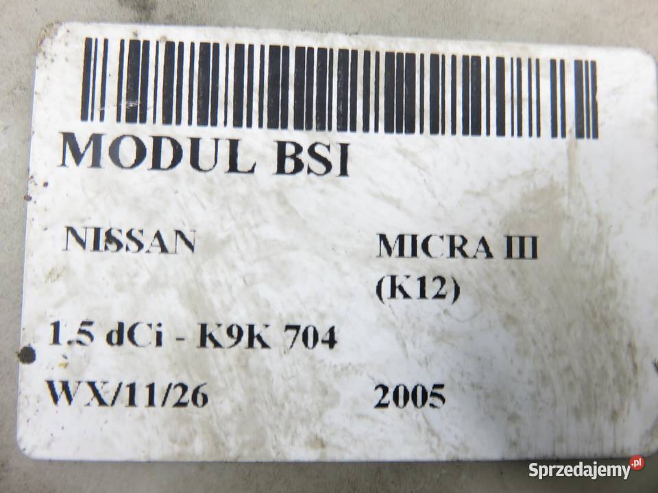 BSI NISSAN MICRA III K12 15 dCi 284B7AX620 Układ elektryczny, zapłon sprzedam