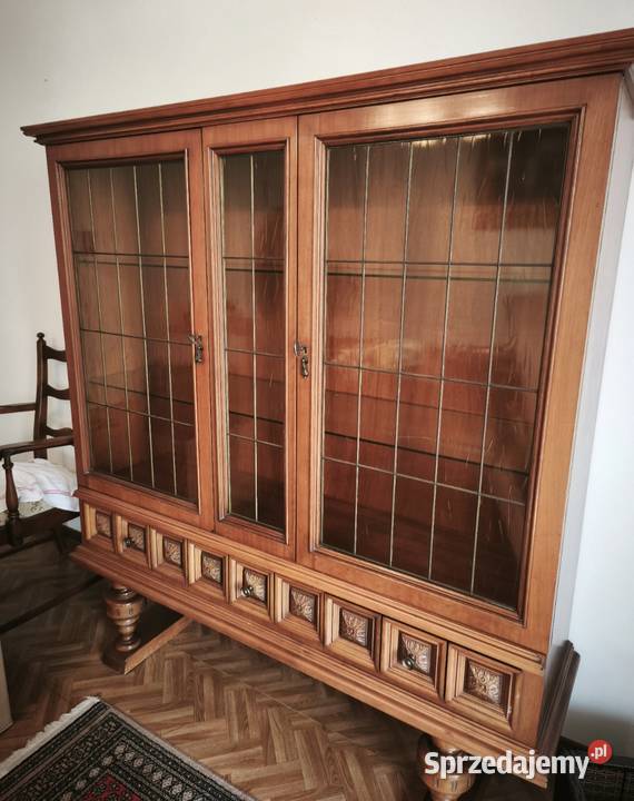 Witryna z komoda z litego drewna dębowego