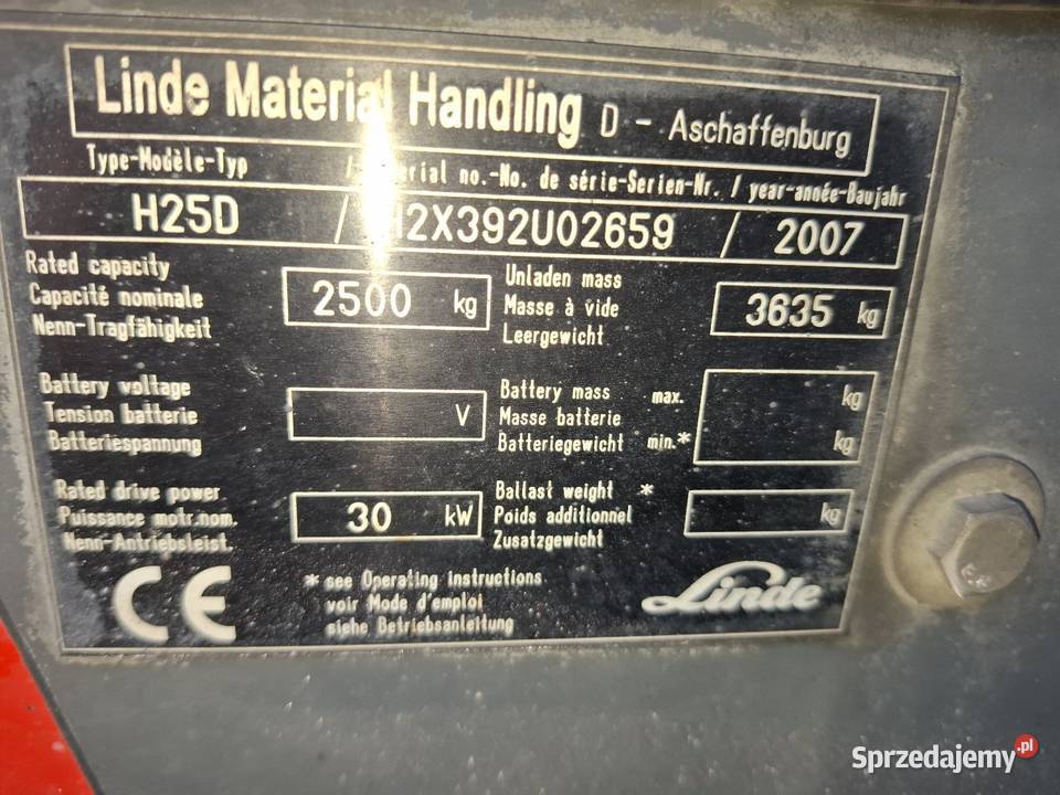 Wózek widłowy Linde H25D 392stan Targoszyn